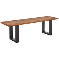 SITZBANK 160/45/45 cm Naturfarben Mangoholz vollmassiv Metall  - Schwarz/Naturfarben, LIFESTYLE, Holz/Metall (160/45/45cm) - Landscape