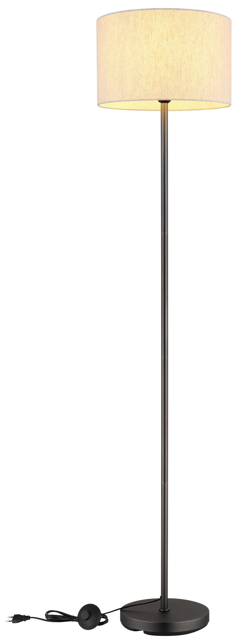 STEHLEUCHTE 35/160 cm    - Schwarzchrom/Creme, Design, Kunststoff/Textil (35/160cm) - Globo