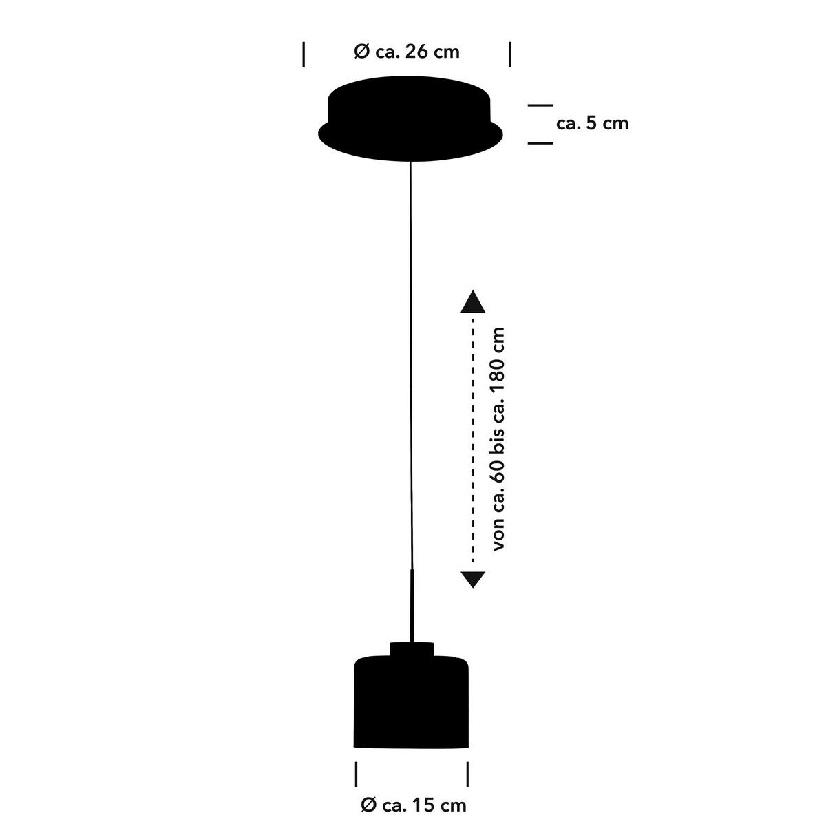 LED-HÄNGELEUCHTE Klara 26/60-180 cm   - Anthrazit, Basics, Metall (26/60-180cm) - elements by BANKAMP