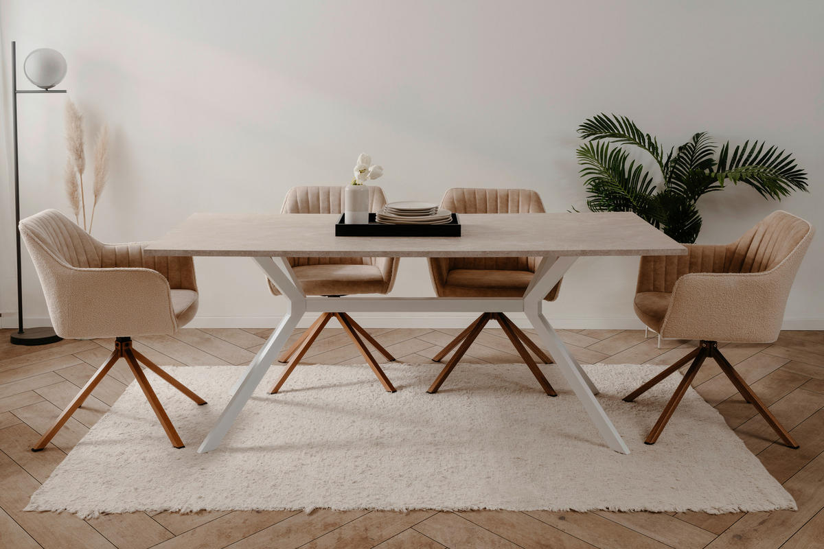 ESSTISCH in Holzwerkstoff 180/90/75 cm   - Sandfarben/Weiss, Basics, Holzwerkstoff/Metall (180/90/75cm) - MID.YOU