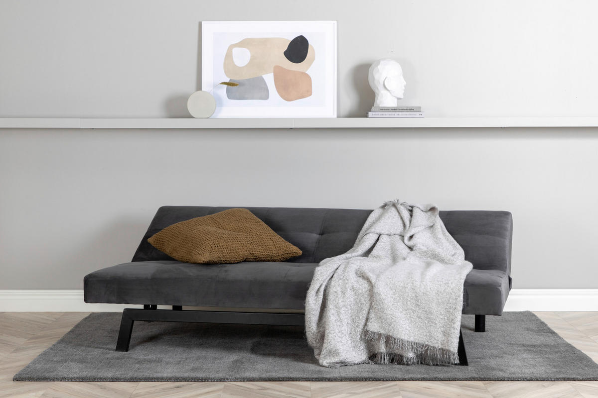 BÄDDSOFFA i mörkgrå  - mörkgrå, Design, metall/textil (180/80/55cm) - Livetastic