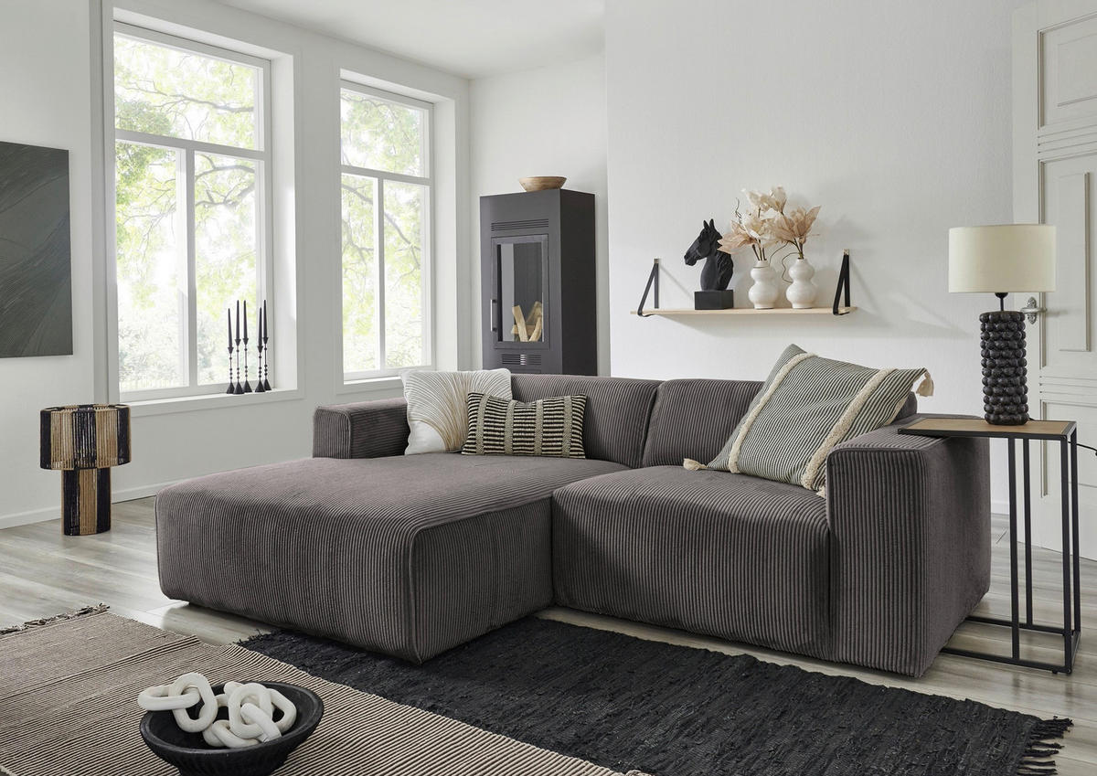 HÖRNSOFFA i manchester grå  - svart/grå, Design, textil/plast (161/234cm) - Livetastic