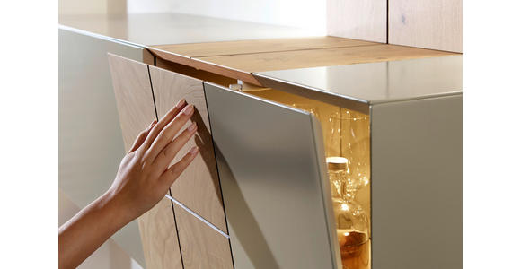 WOHNWAND in Taupe, Eichefarben 286/190/42 cm - Taupe/Eichefarben, Design, Holz/Holzwerkstoff (286/190/42cm) - Ambiente