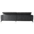 ECKSOFA Grau Cord  - Schwarz/Grau, KONVENTIONELL, Textil/Metall (290/178cm) - Cantus