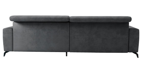 ECKSOFA Grau Cord  - Schwarz/Grau, KONVENTIONELL, Textil/Metall (290/178cm) - Cantus