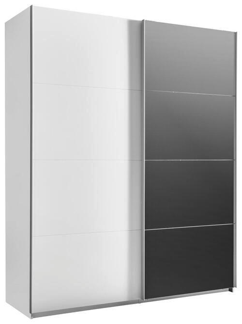 SCHWEBETÜRENSCHRANK in Weiss  - Weiss/Alufarben, Konventionell, Glas/Holzwerkstoff (181/223/68cm) - Xora