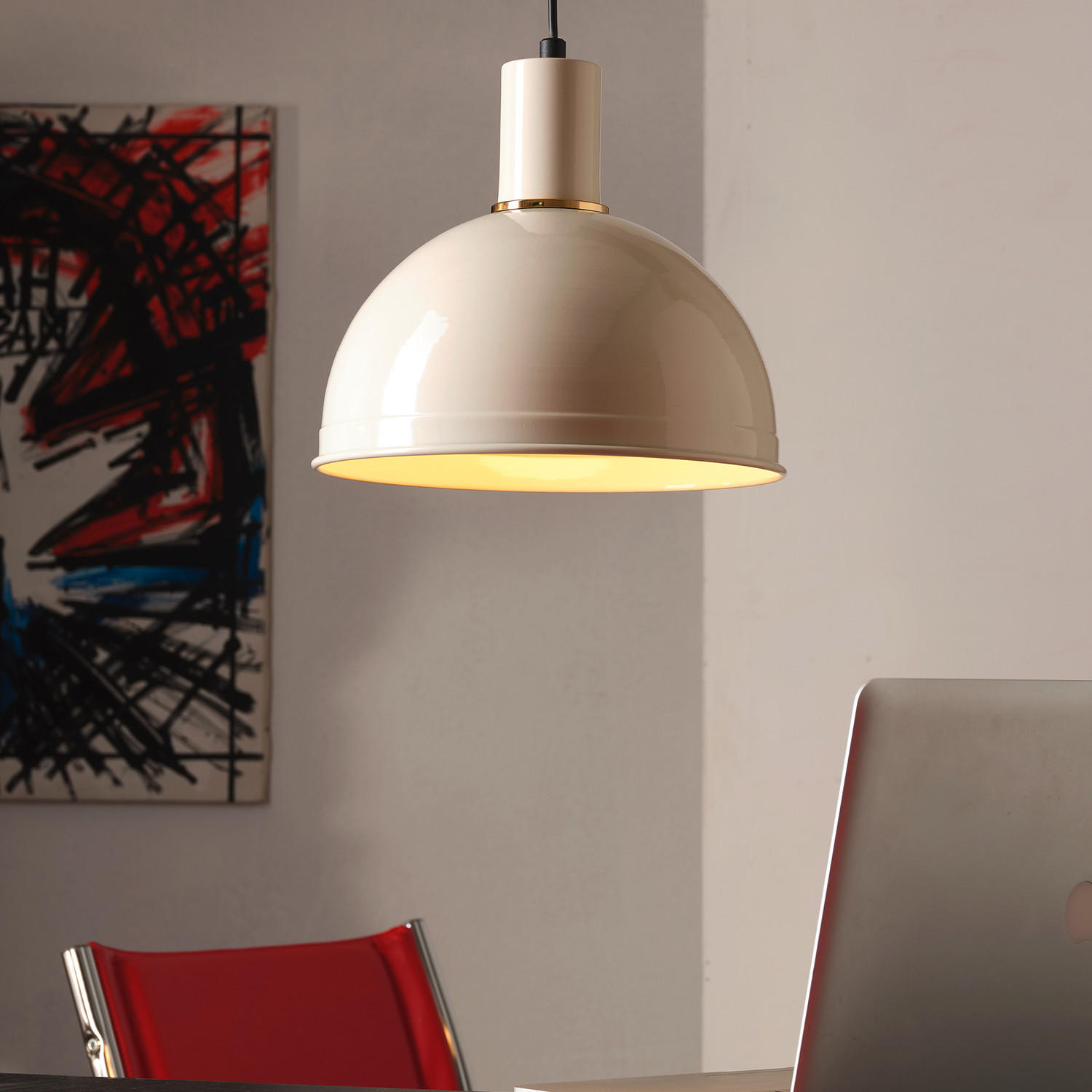HÄNGELEUCHTE 27/90 cm  - Goldfarben/Weiß, Basics, Metall (27/90cm)
