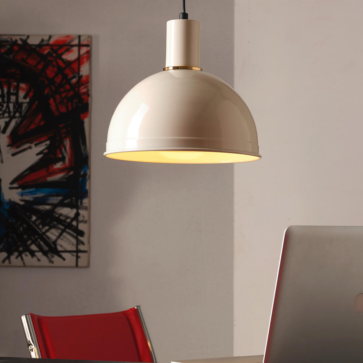 HÄNGELEUCHTE 27/90 cm  - Goldfarben/Weiß, Basics, Metall (27/90cm)