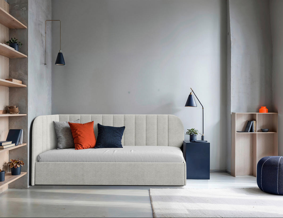 POLSTERBETT 90/200 cm,  in Beige, gepolstertes Kopfteil, Lattenrost, Bettkasten,  - Beige/Schwarz, MODERN, Holz/Holzwerkstoff (90/200cm) - MID.YOU