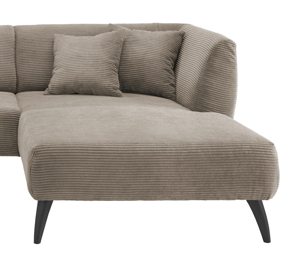 ECKSOFA in Cord Graubraun  - Graubraun/Schwarz, Modern, Holz/Textil (264/160cm) - MID.YOU