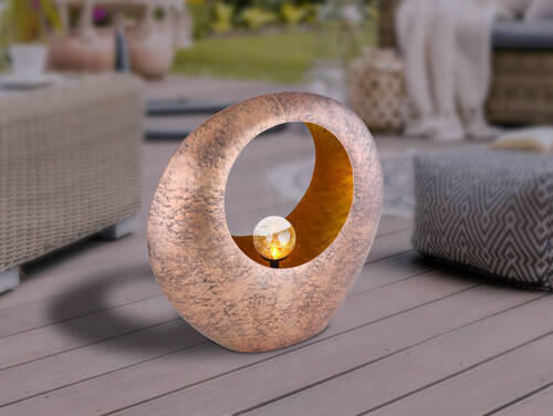 SOLARLEUCHTE 35/13,5/37 cm   - Klar/Messingfarben, Design, Glas/Metall (35/13,5/37cm) - Globo