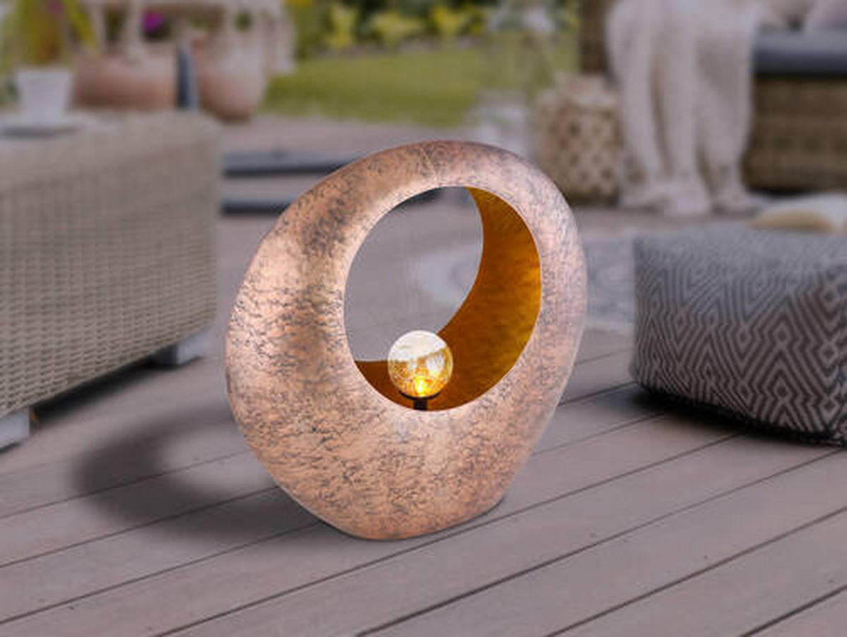 SOLCELLSLAMPA - klar/mässingsfärgad, Design, metall/glas (35/13,5/37cm) - Globo