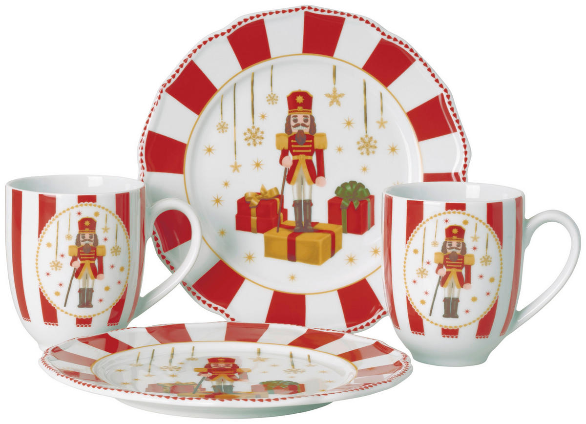 FRÜHSTÜCKSSERVICE Christmas Love Red 4-teilig  - Multicolor, Basics, Keramik (22,8/22,6/15cm) - Hutschenreuther