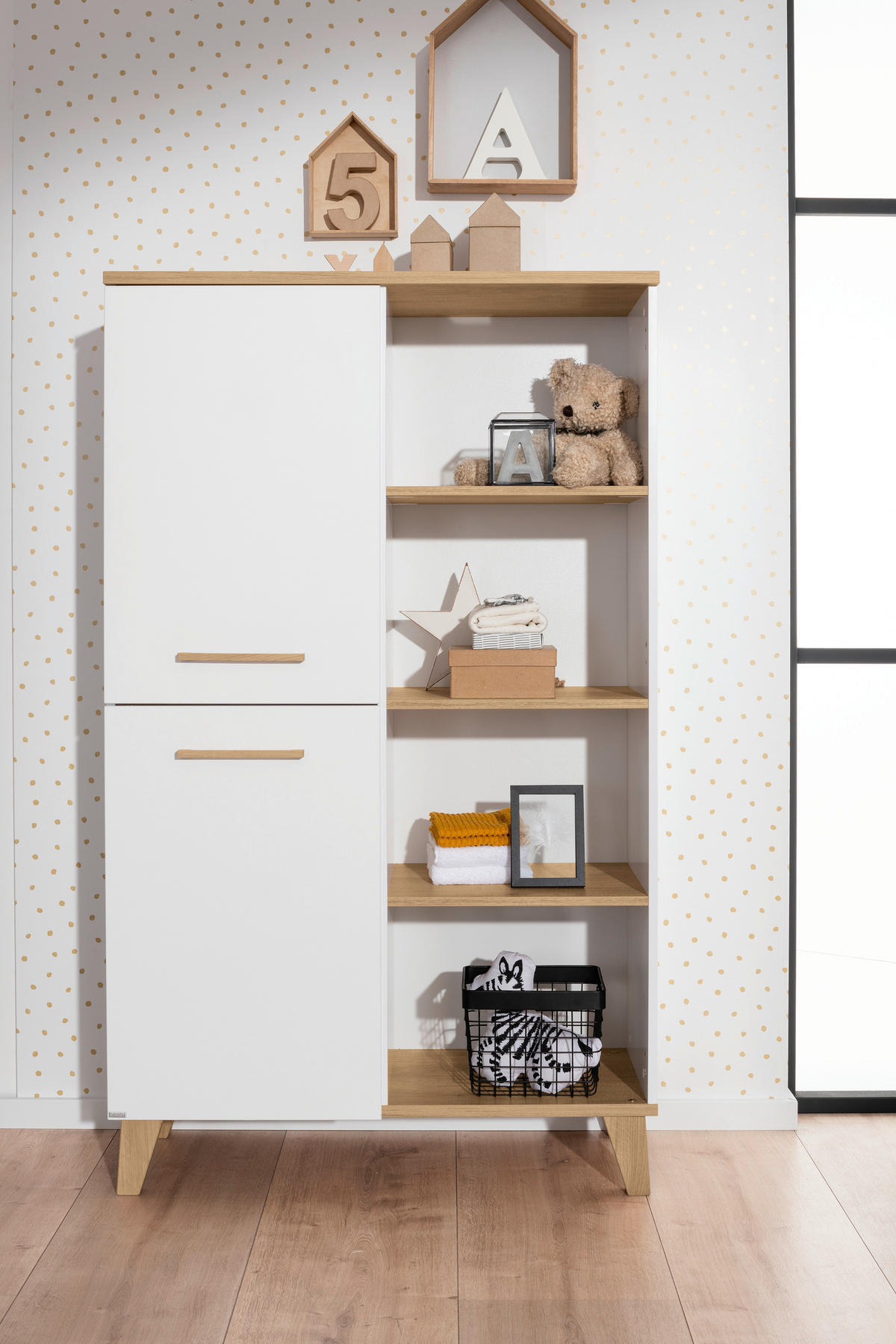 REGAL  94,8/159/39,9 cm Weiss, Eichefarben  - Weiss/Eichefarben, Konventionell, Holz/Holzwerkstoff (94,8/159/39,9cm) - Paidi