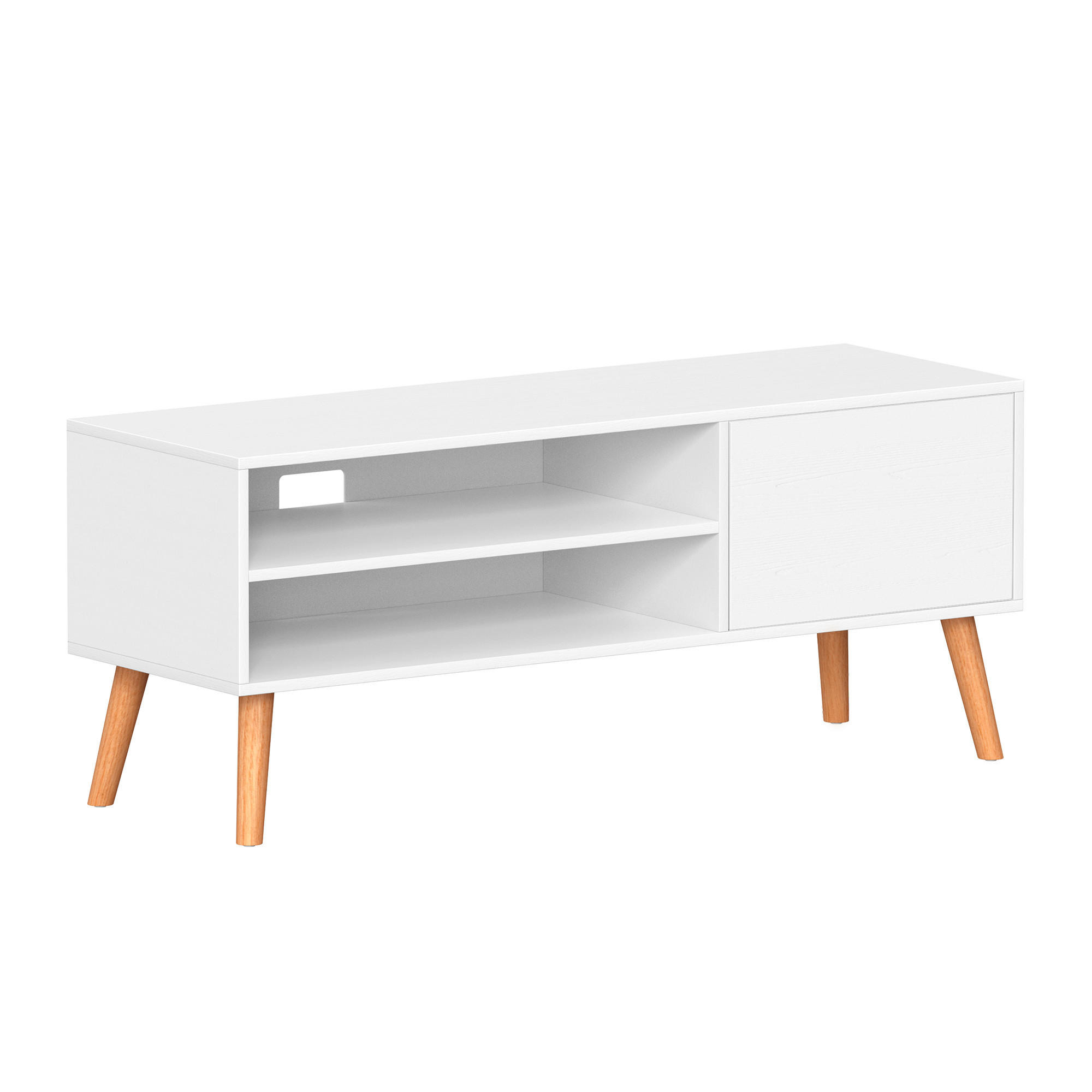MID.YOU KOMODA POD TELEVIZI, bílá, světle hnědá, 120/49/40 cm