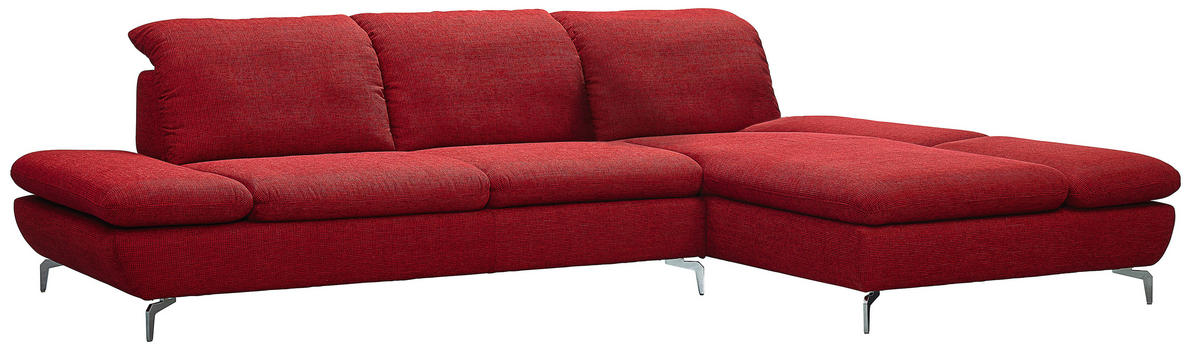 SEDEŽNA GARNITURA, šenilja, gladka tkanina rdeča  - srebrne barve/rdeča, Design, tekstil (285/200cm) - Chilliano