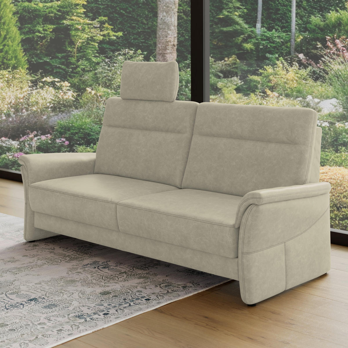 3,5-SITZER - Hellgrau/Schwarz, Konventionell, Kunststoff/Textil (205/98/91cm) - Elegando