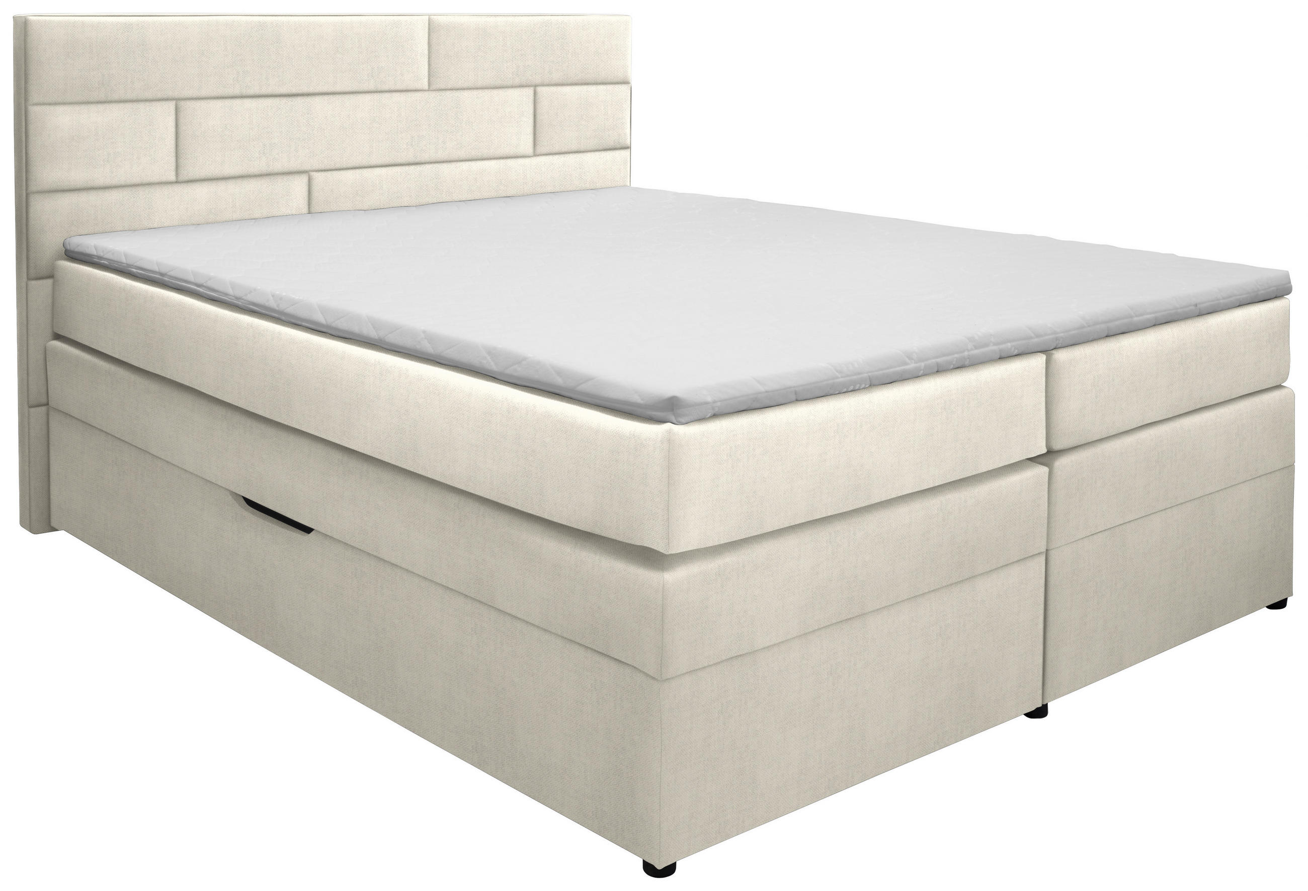 BOXSPRINGBETT 180/200 cm,  in Creme, Matratze, Bettkasten, Topper, H2 = mittel  - Wengefarben/Creme, Konventionell, Holz/Textil (180/200cm) - Carryhome