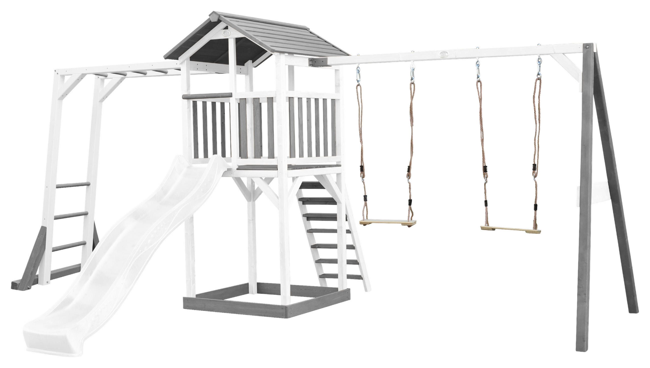SPIELTURM 29,5/9,5/218 cm  - Weiß/Grau, KONVENTIONELL, Holz (29,5/9,5/218cm) - Ambia Garden