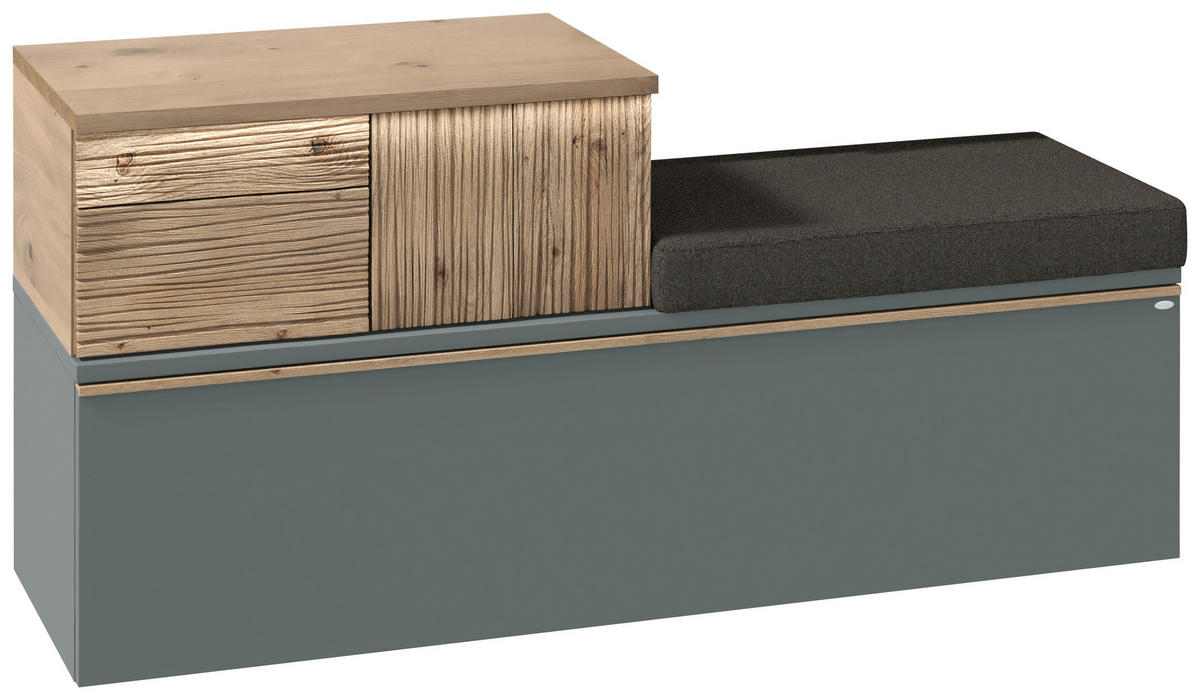 GARDEROBENBANK  in 128/62/42,9 cm  - Wildeiche/Graphitfarben, Design, Holz/Holzwerkstoff (128/62/42,9cm) - Voglauer