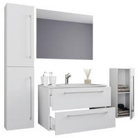 BADEZIMMER 5-teilig  in 146 cm  - Alufarben/Weiß, MODERN, Keramik/Holzwerkstoff (146cm) - MID.YOU