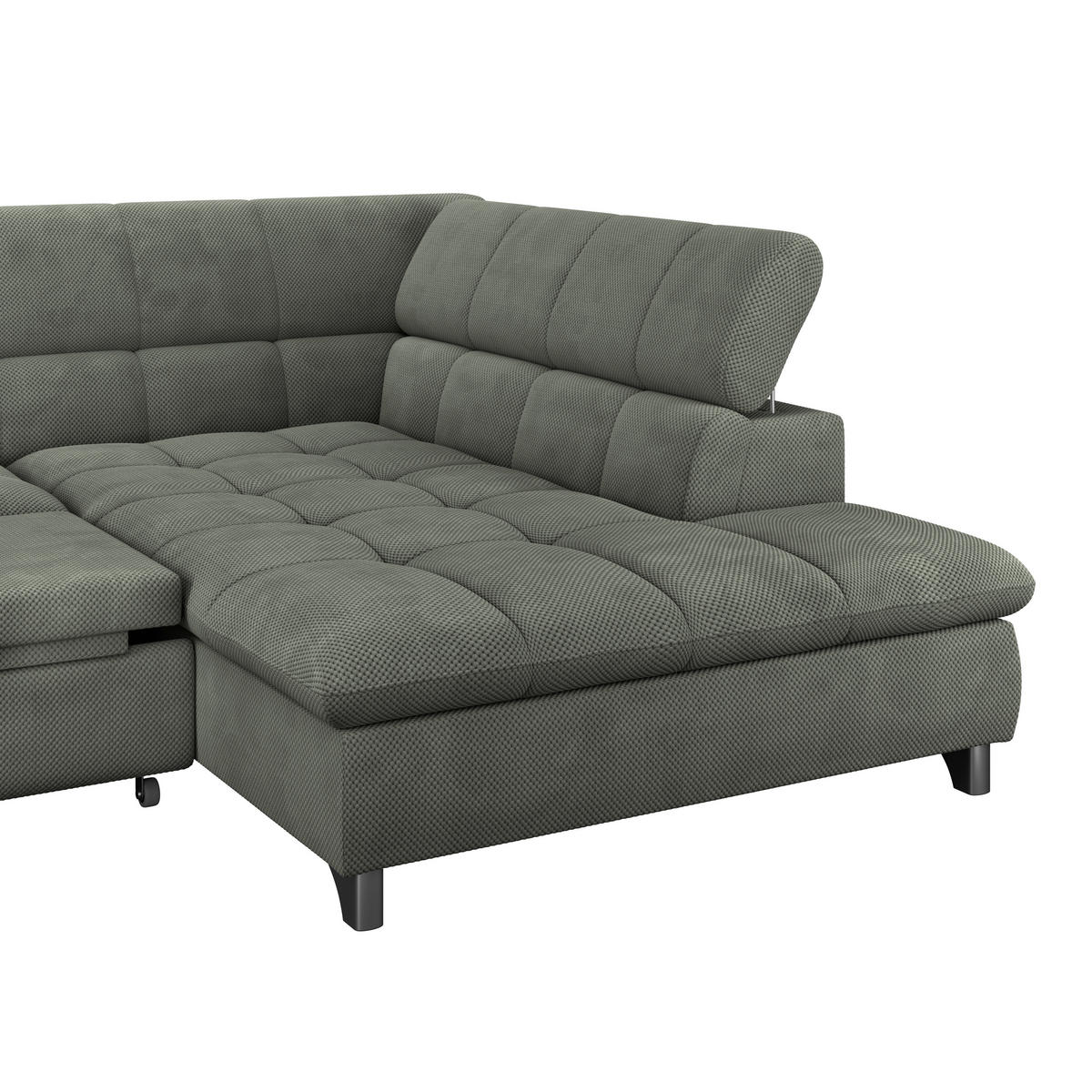 ECKSOFA Grün Chenille  - Chromfarben/Grün, KONVENTIONELL, Textil/Metall (312/234cm) - Livetastic