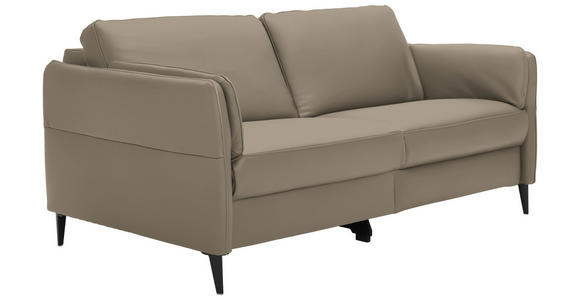 3-SITZER-SOFA in Leder Greige  - Greige/Schwarz, Design, Leder/Metall (190/84/99cm) - Dieter Knoll
