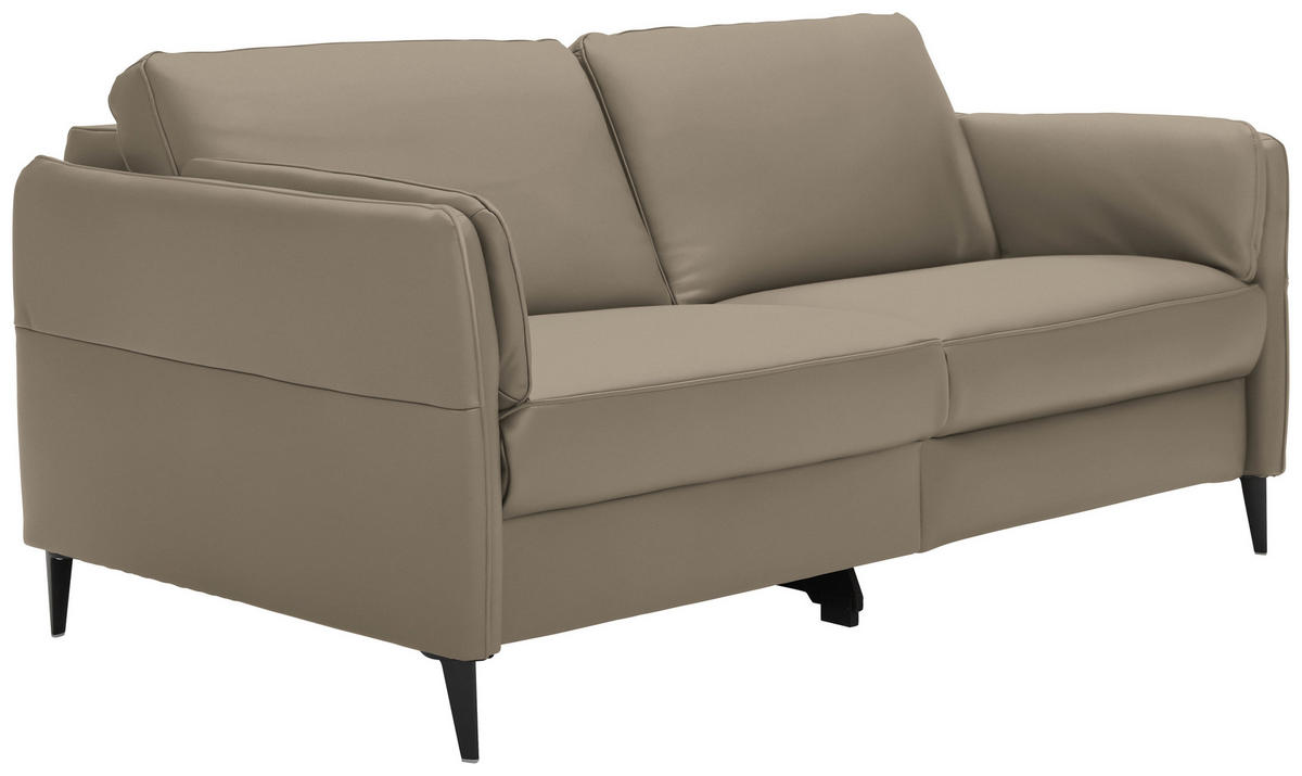 3-SITZER-SOFA in Echtleder Greige  - Greige/Schwarz, Design, Leder/Metall (190/84/99cm) - Dieter Knoll