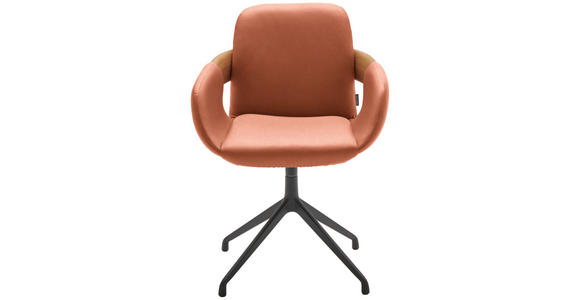 ARMLEHNSTUHL  Lederauswahl, Stoffauswahl, Typenauswahl, Sitzfläche 360° drehbar  Echtleder  - Eichefarben/Cognac, Natur, Leder/Holz (60/86/60cm) - Valnatura