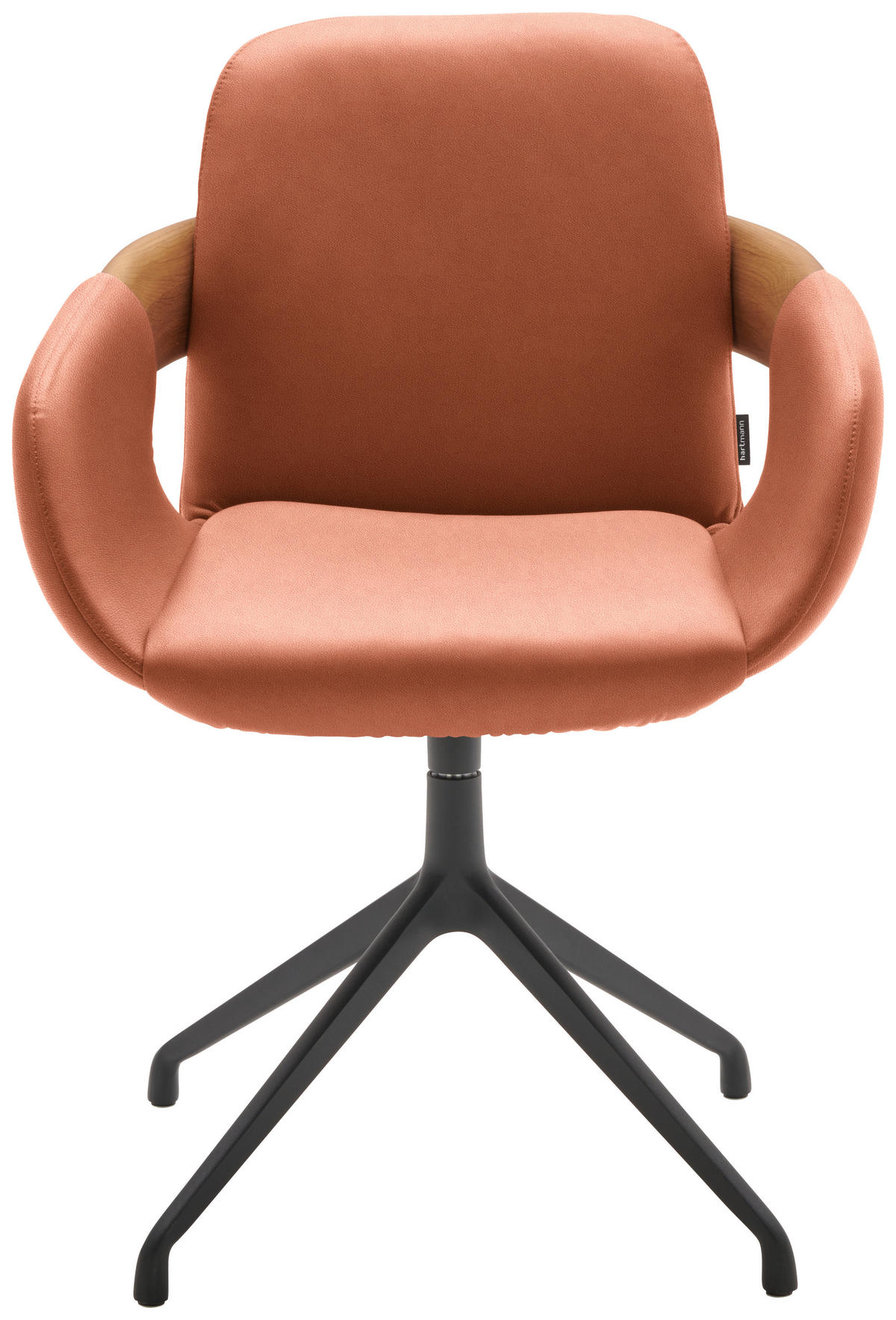 ARMLEHNSTUHL  Lederauswahl, Stoffauswahl, Typenauswahl, Sitzfläche 360° drehbar  Echtleder  - Eichefarben/Cognac, Natur, Leder/Holz (60/86/60cm) - Valnatura