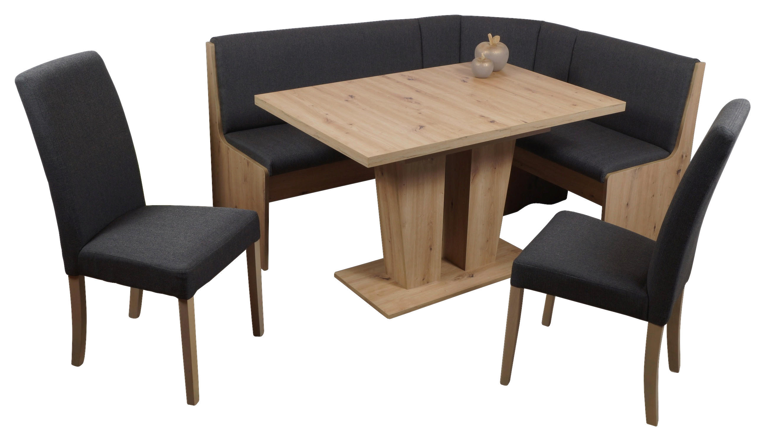 ECKBANKGRUPPE in Textil, Holzwerkstoff Dunkelgrau, Eiche Artisan  - Dunkelgrau/Eiche Artisan, KONVENTIONELL, Holz/Holzwerkstoff (125/165cm)