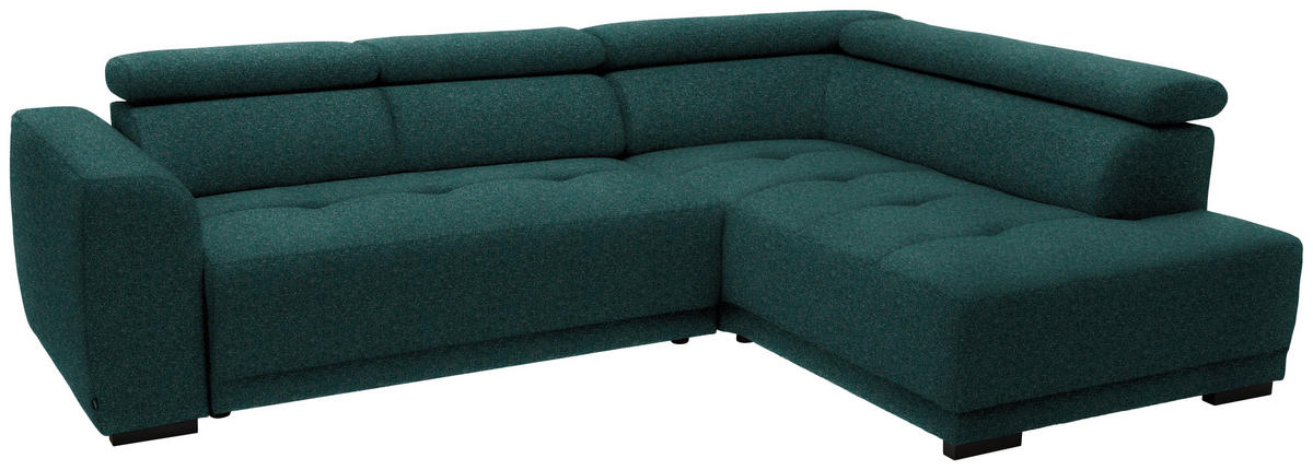 ECKSOFA in Struktur Petrol  284/205 cm  - Petrol/Schwarz, Design, Kunststoff/Textil (284/205cm) - Xora