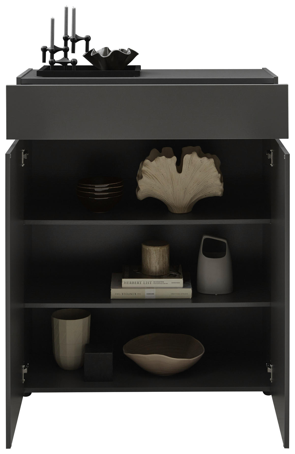 KOMMODE  in 90/111/40 cm  - Schwarz/Graphitfarben, Design, Holzwerkstoff/Kunststoff (90/111/40cm) - Voleo