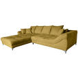 ECKSOFA Senfgelb Chenille  - Chromfarben/Senfgelb, KONVENTIONELL, Textil/Metall (227/329cm) - Carryhome