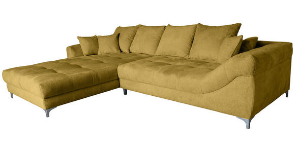 ECKSOFA Senfgelb Chenille - Chromfarben/Senfgelb, KONVENTIONELL, Textil/Metall (227/329cm) - Carryhome
