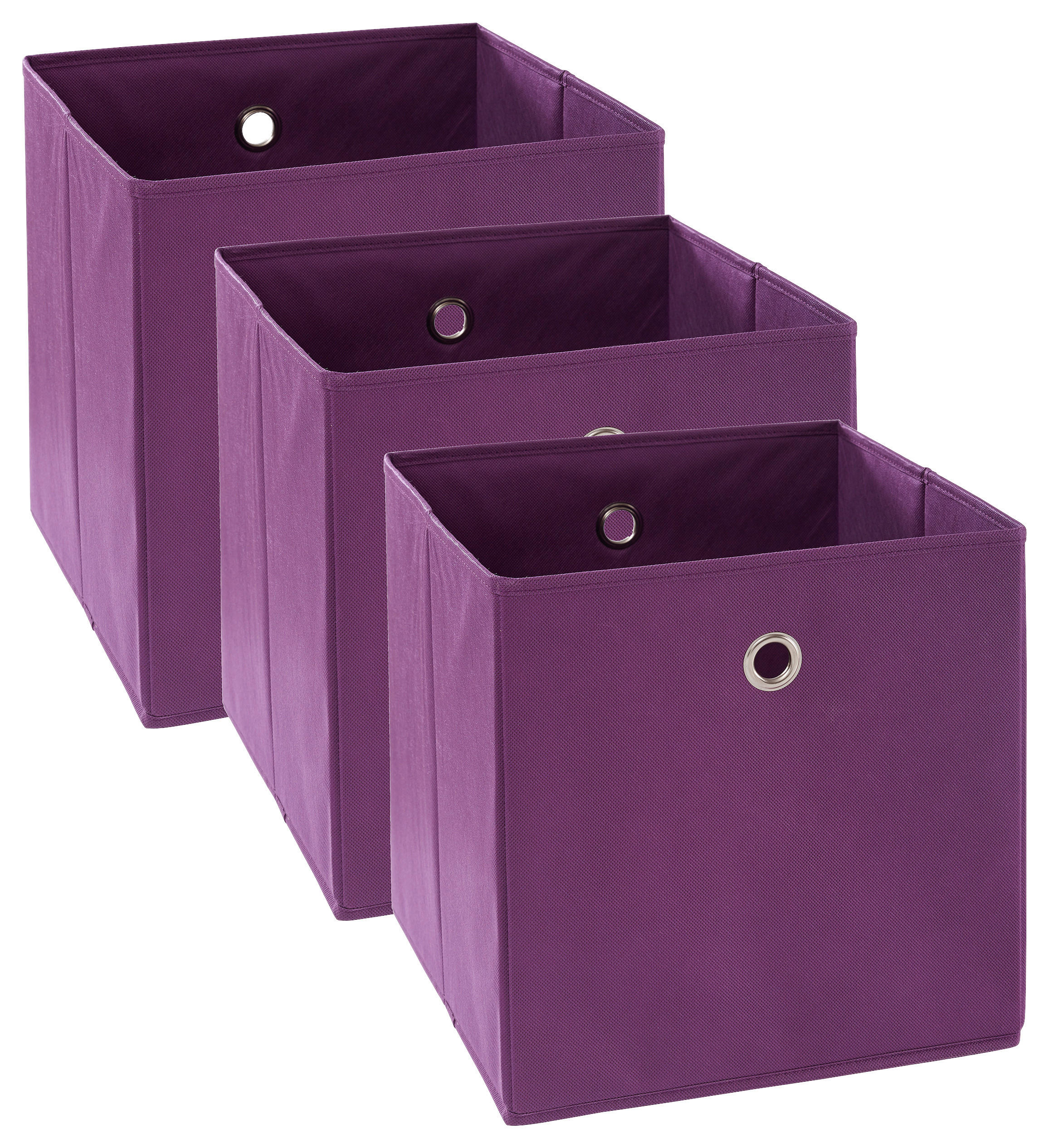 FALTBOX 3er Set Metall, Textil, Karton Lila, Silberfarben  - Lila/Silberfarben, Design, Karton/Textil (32/32/32cm) - Carryhome