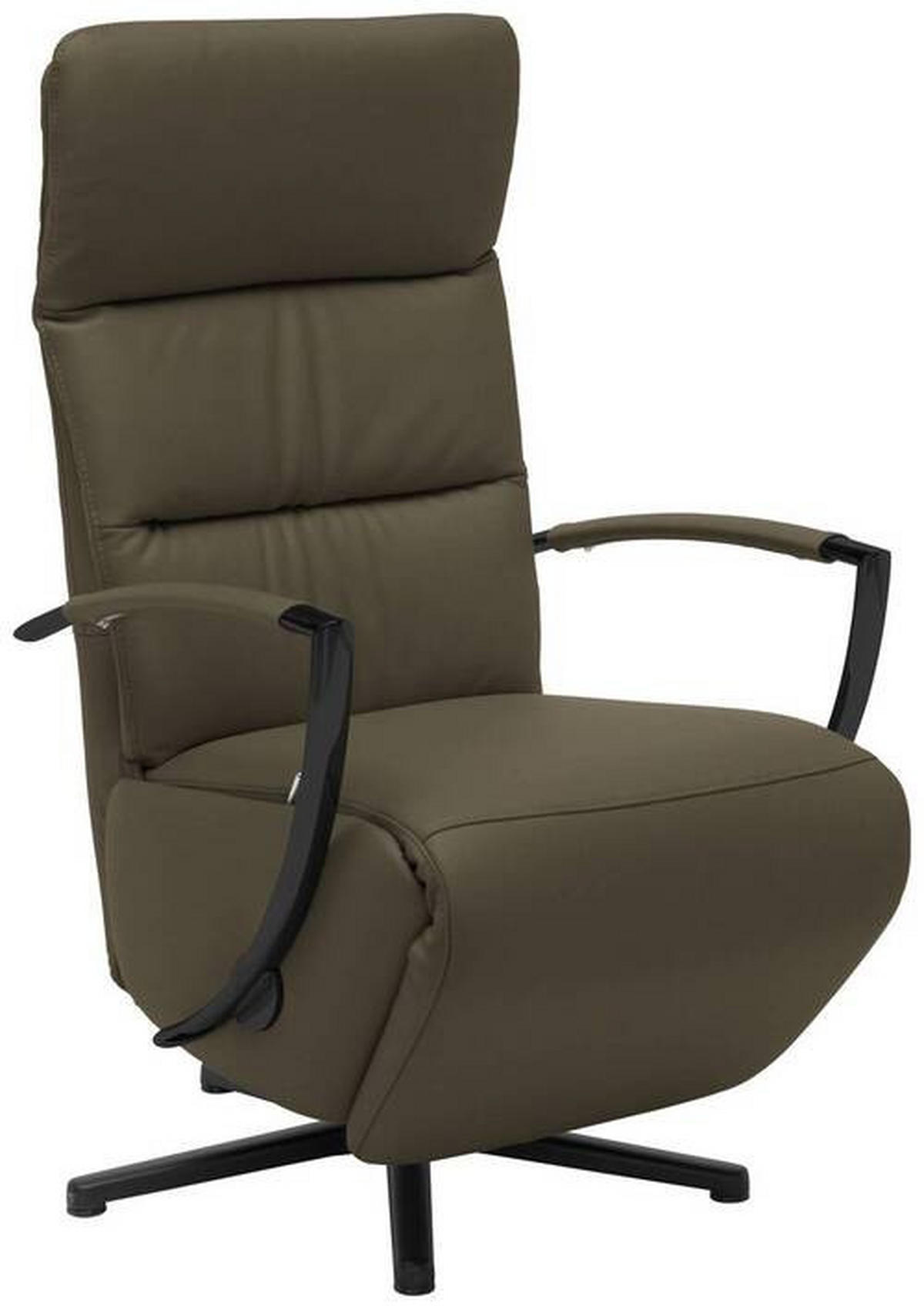 RELAXSESSEL in Leder Olivgrün  - Schwarz/Olivgrün, Design, Leder/Metall (64/112/80cm) - Cantus