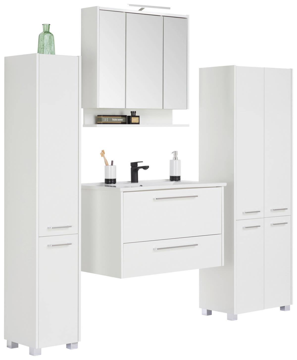 HOCHSCHRANK 56,9/164,5/33 cm  - Chromfarben/Weiß, KONVENTIONELL, Holzwerkstoff/Metall (56,9/164,5/33cm) - Stylife