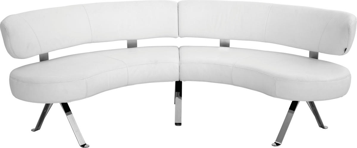 RUNDBANK in Leder Weiß  - Alufarben/Weiß, Design, Leder/Metall (234/84/51cm) - Joop!