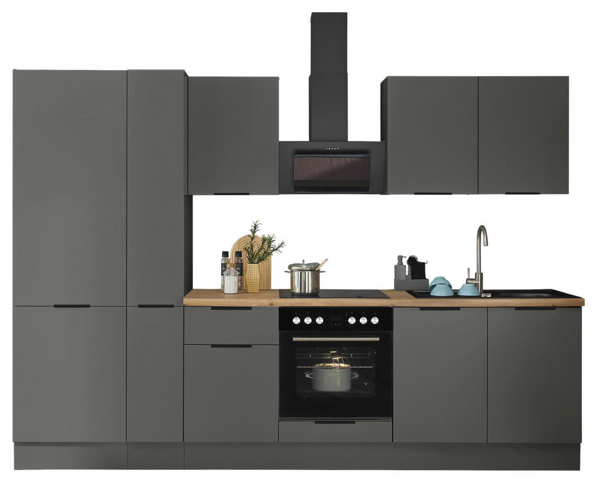 KÜCHENBLOCK   in Graphitfarben  - Schwarz/Graphitfarben, Basics, Holzwerkstoff/Metall (300/211/60cm) - Carryhome