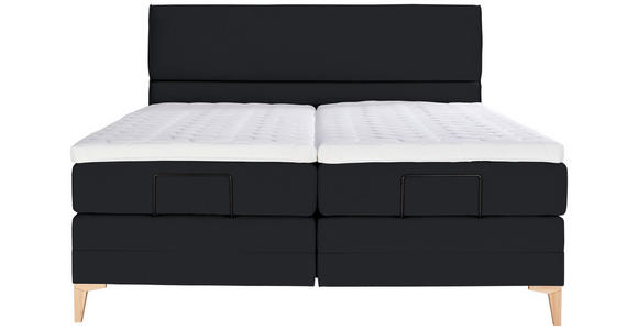 BOXSPRINGBETT 200/200 cm  in Schwarz  - Eichefarben/Schwarz, KONVENTIONELL, Holz/Textil (200/200cm) - Voleo