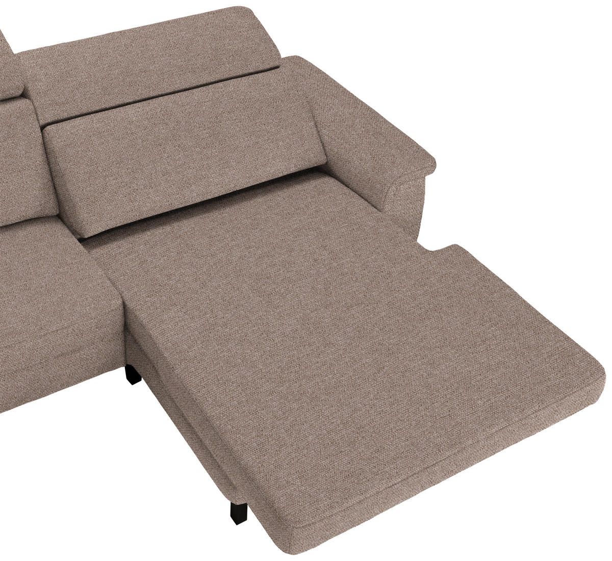 ECKSOFA in Flachgewebe Taupe  - Taupe/Schwarz, Konventionell, Textil/Metall (304/182cm) - Pure Home Comfort