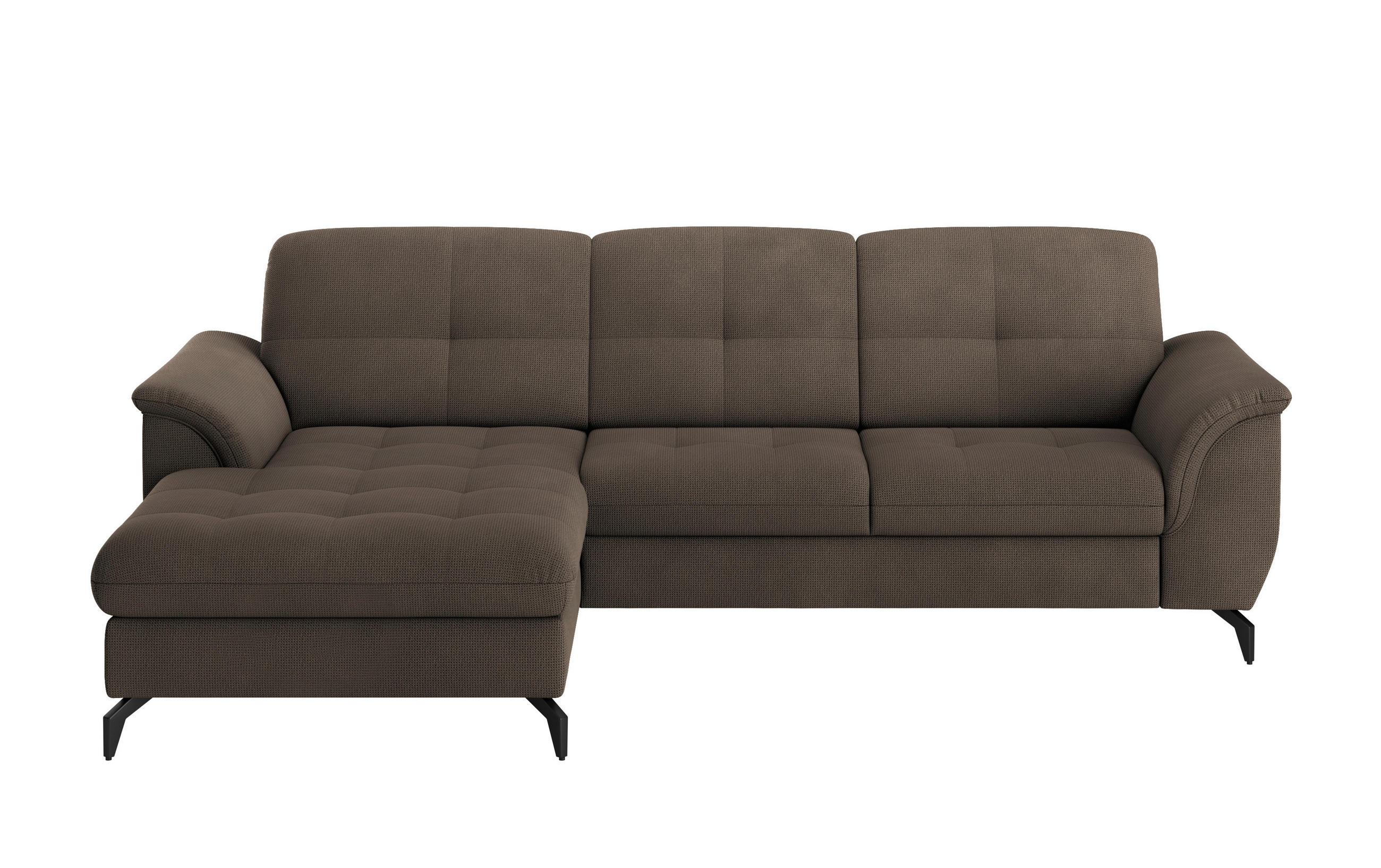 ECKSOFA ZORA E Dunkelbraun Flachgewebe  - Dunkelbraun/Schwarz, MODERN, Textil/Metall (164/262cm) - Sit & More