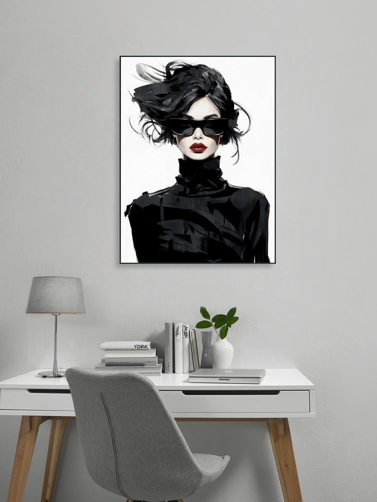 ÖLGEMÄLDE Schwarz, Weiß 90/120 cm  - Schwarz/Weiß, Trend, Holz/Kunststoff (90/120cm) - Monee