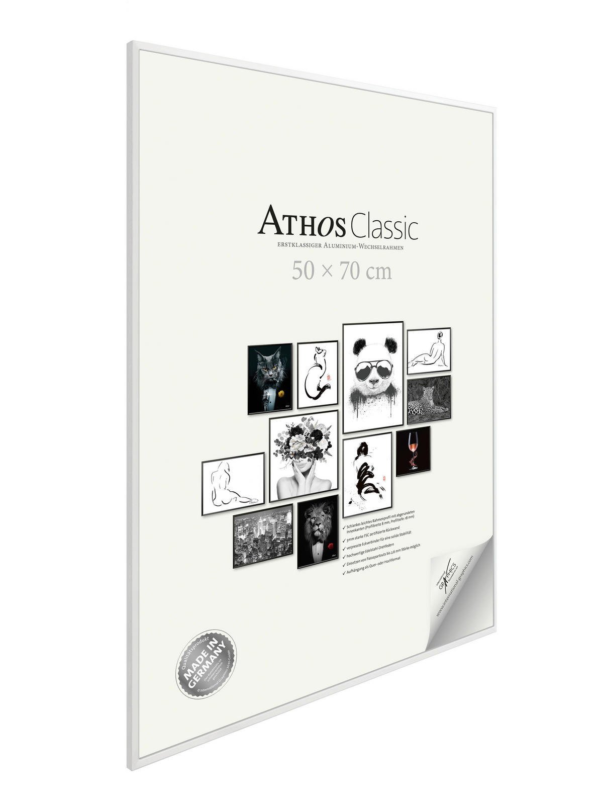 BILDERRAHMEN - Weiß Hochglanz, Basics, Papier/Holzwerkstoff (50/70/1,8cm)