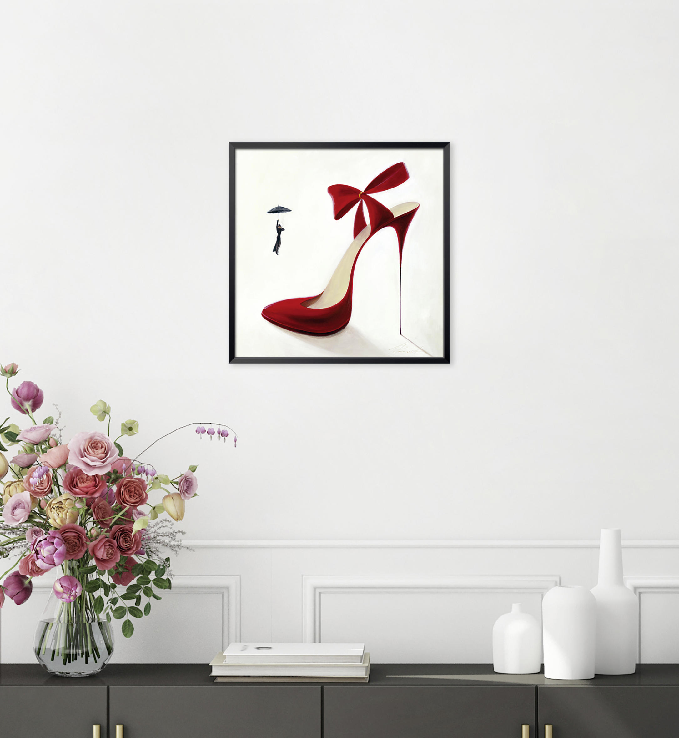 KUNSTDRUCK Inna Panasenko Frauen Highheels - Obsession - Rot/Creme, Basics, Papier (30/30cm) - Monee