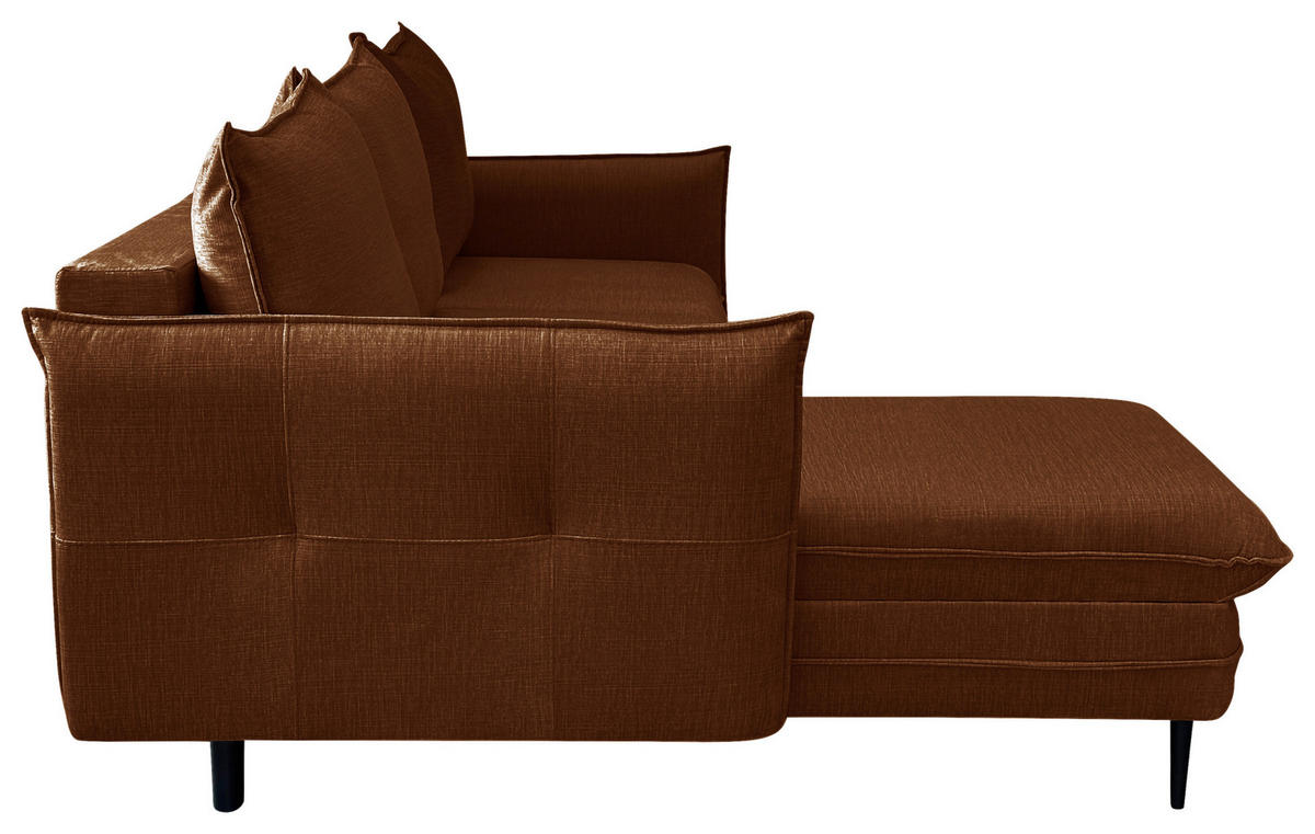 ECKSOFA Rostfarben Flachgewebe  - Rostfarben/Schwarz, Design, Holz/Kunststoff (170/235cm) - MID.YOU