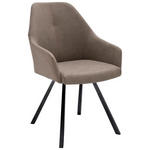 STUHL  in Eisen Lederlook  - Taupe/Anthrazit, Design, Textil/Metall (55/86/63cm) - Novel