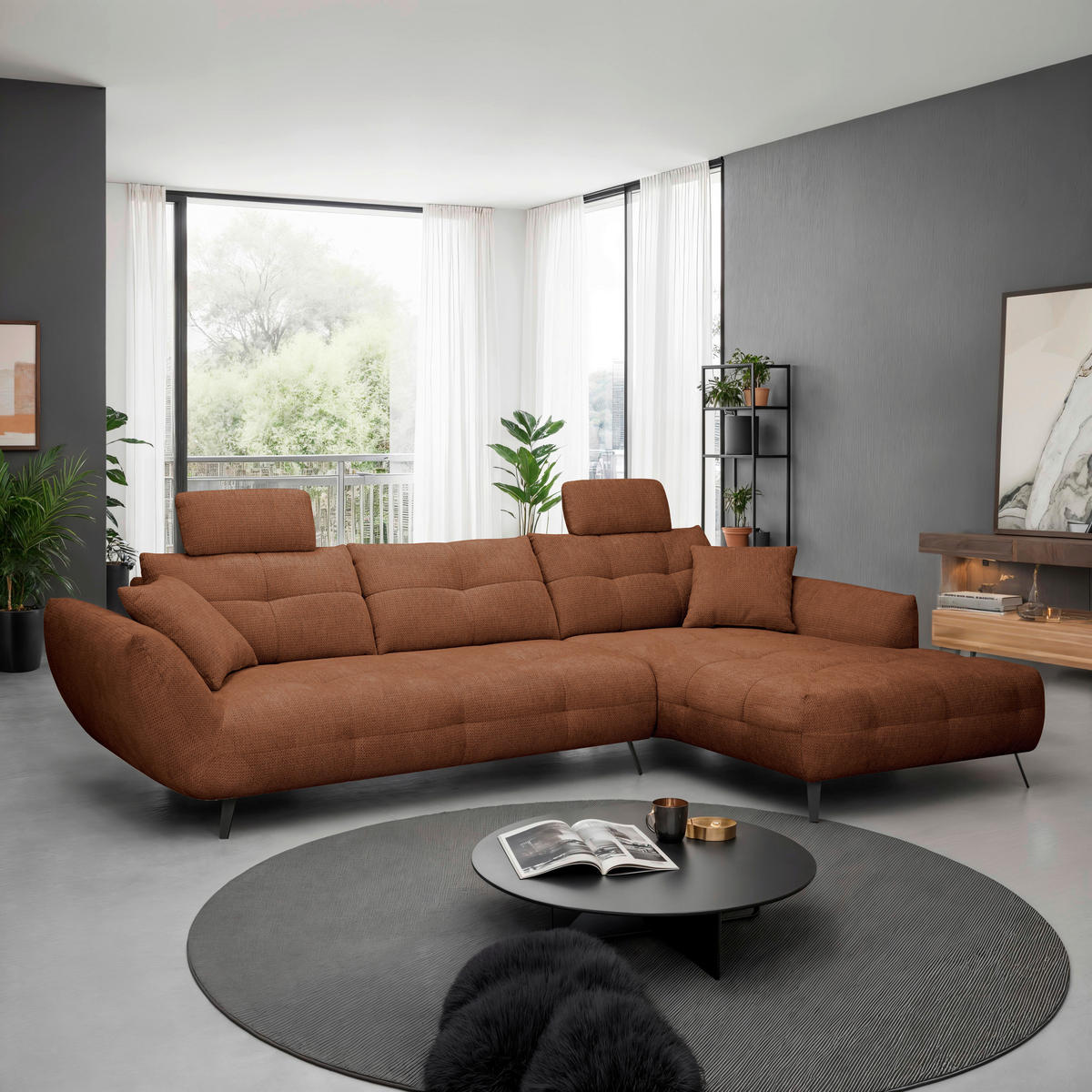 KOPFSTÜTZE - Dunkelorange, KONVENTIONELL, Textil (55/28/18cm) - Hom`in