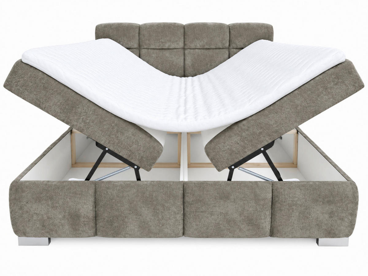BOXBETT 140/200 cm,  in Grün, Bettkasten, Topper,  - Chromfarben/Grün, MODERN, Holz/Kunststoff (140/200cm) - MID.YOU